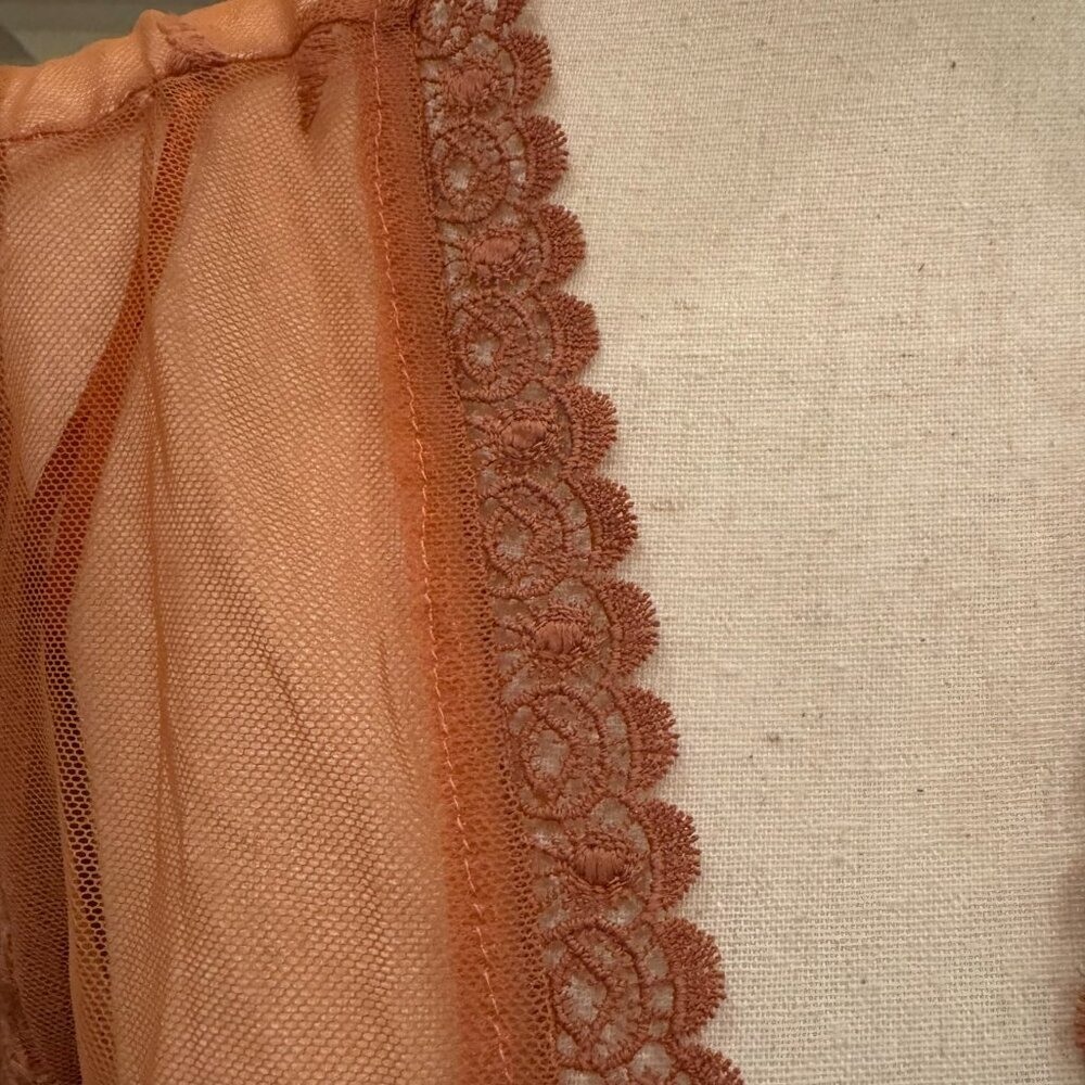 Blashe Burnt Orange Lace Mesh Kimono Duster – Size Large - Picture 4 of 10